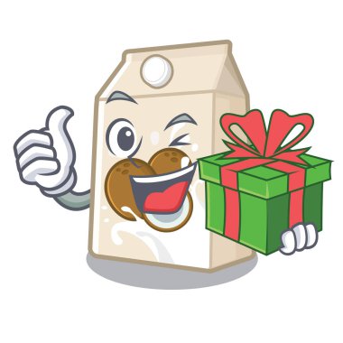 Maskot şeklinde hediye cococnut süt ile