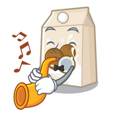 Maskot şeklinde trompet cococnut süt ile