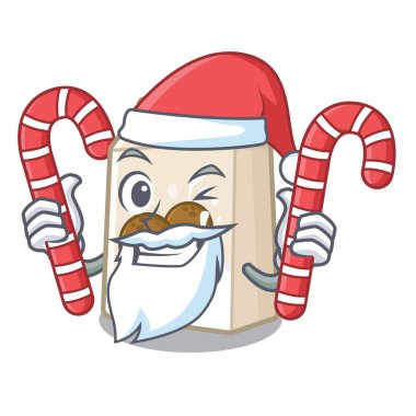 Şeker hindistan cevizi sütü ile Santa karikatür cam dökülür