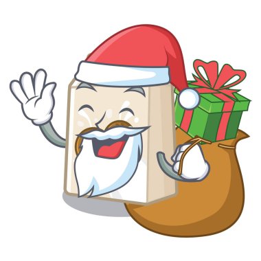 Hediye hindistan cevizi sütü ile Santa karikatür cam dökülür