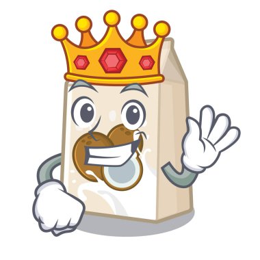 Kral hindistan cevizi sütü karikatür cam dökülür