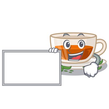 Karikatür izole kurulu darjeeling çay ile