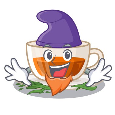 Elf darjeeling çay karikatür izole
