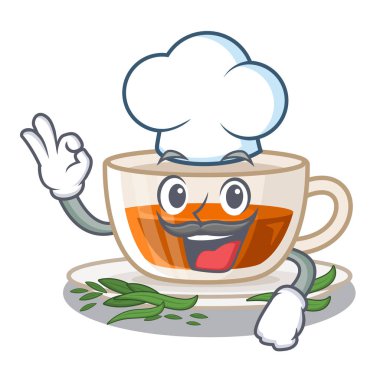 Şef maskot şeklinde çay darjeeling