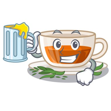 Karakter şişesinde suyu darjeeling çay ile