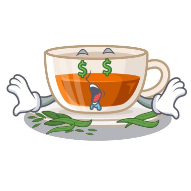 Ahşap karikatür masa üzerinde Para göz darjeeling çay