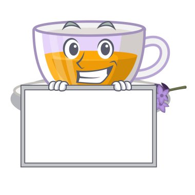 Maskot şeklinde kurulu lavanta çayı ile grinning