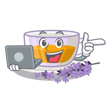 Maskot şeklinde dizüstü lavanta çayı ile