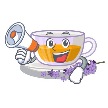 Maskot şeklinde megafon lavanta çayı ile
