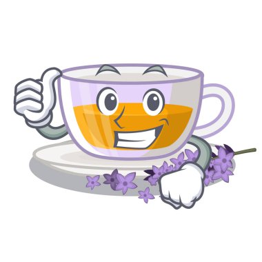 Karikatür ile izole lavanta çayı kadar Thumbs