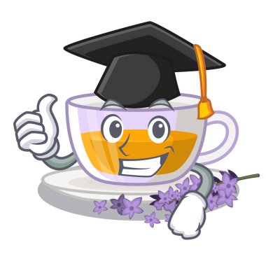 Mezuniyet lavanta çayı karikatür ile izole