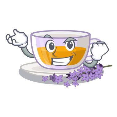 Başarılı lavanta çayı karikatür ile izole