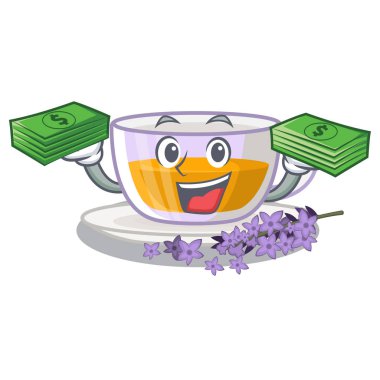 Karakter buzdolabında para çantası lavanta çayı ile