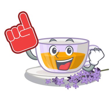 Köpük parmak levender çay karikatür şişe dökülür