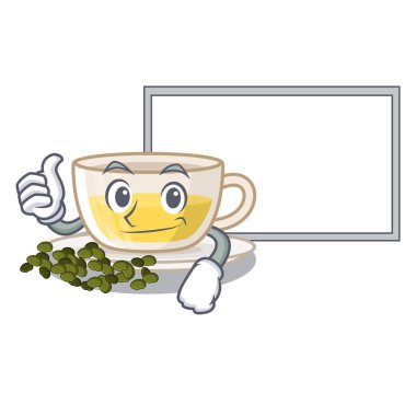 Karakter bardağına dökülen tahta oolong çayı ile başparmak