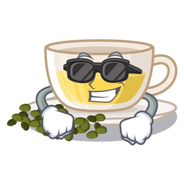 Süper serin oolong çay maskot izole