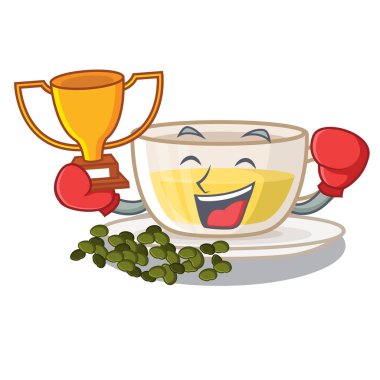 Ahşap tablolar karikatür üzerinde Boks kazanan oolong çay