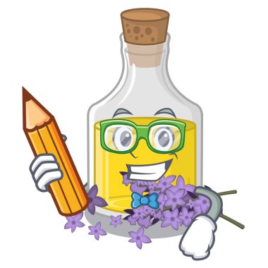 Öğrenci lavanta yağı maskot ile izole