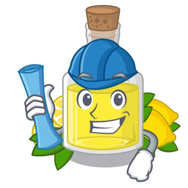 Mimar limon karikatür yağ şişesi masanın üstünde