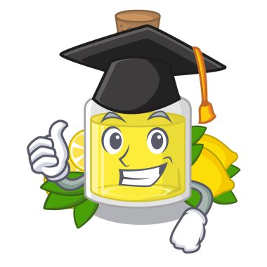 Mezuniyet limon karikatür yağ şişesi masanın üstünde