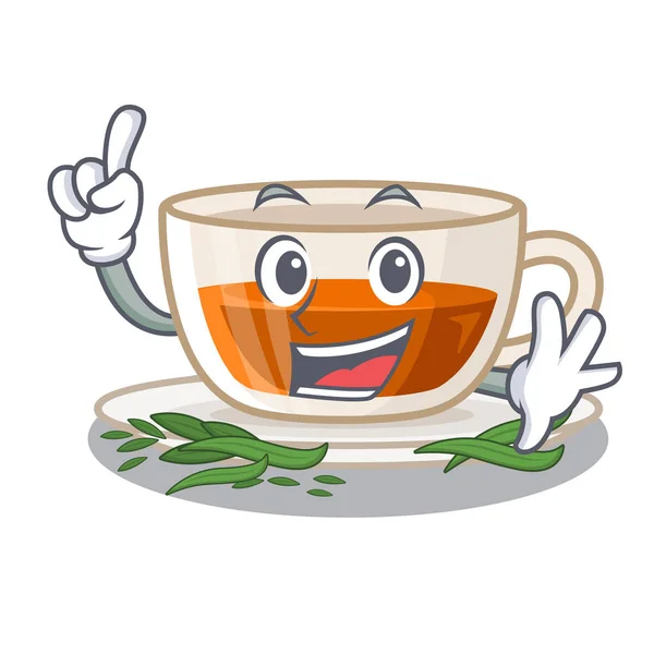 Ahşap karikatür masa üzerinde parmak darjeeling çay — Stok Vektör