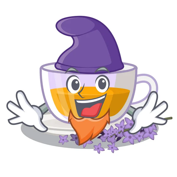 Elf lavender tea in the mascot shape — Stock Vector