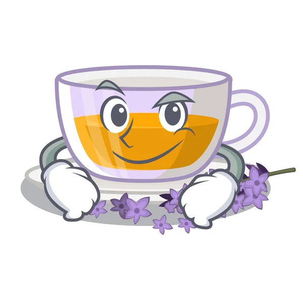 Smirking tè alla lavanda isolato con il cartone animato — Vettoriale Stock