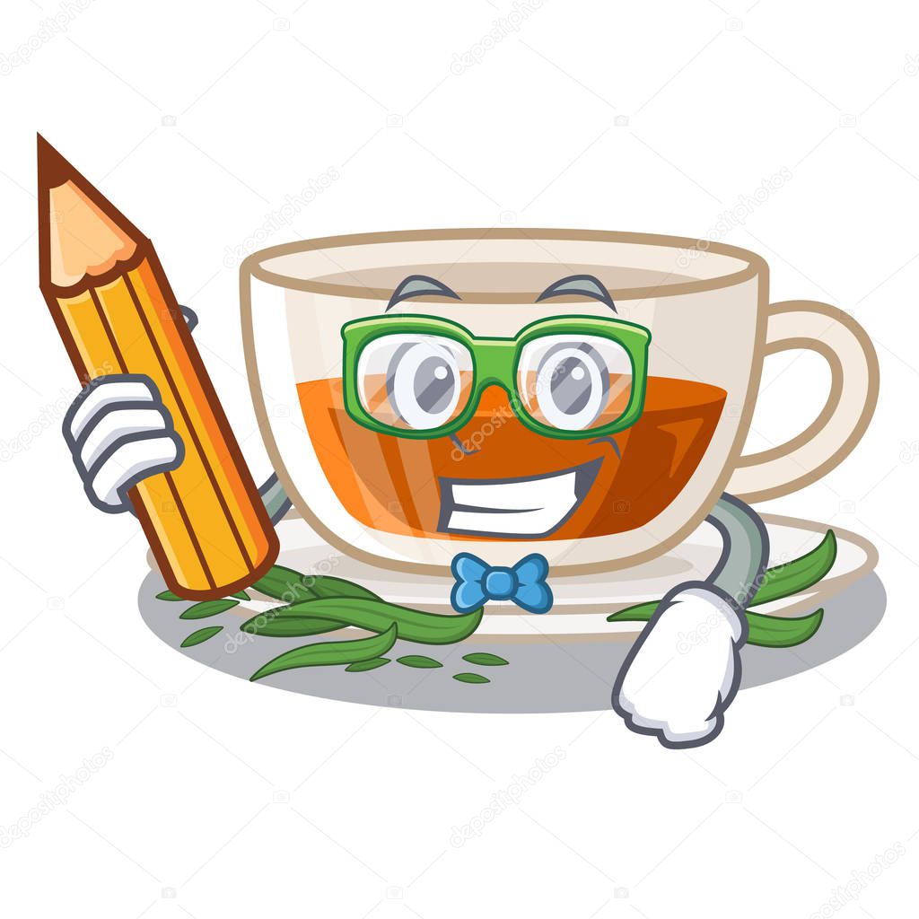Student darjeeling tea in the mascot shape