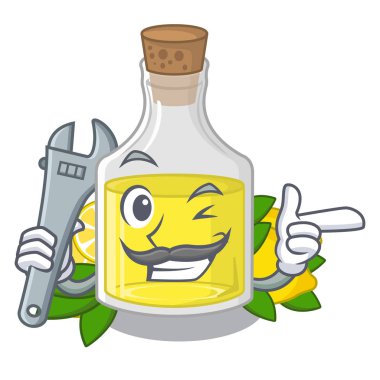 Mekanik limon yağı karikatür cam dökülür