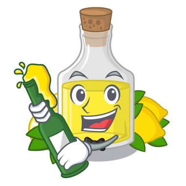 Bira limon yağı karikatür cam dökülür ile