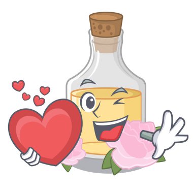 Karikatür şeklinde kalp gül yağı ile