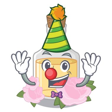 Palyaço gül yağı karikatür şişe dökülür