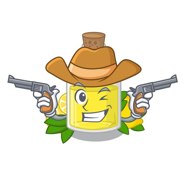 Huile de citron Cowboy en forme de mascotte — Image vectorielle