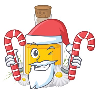 Karikatür şişe yerleştirilen şeker papatya yağı ile Santa