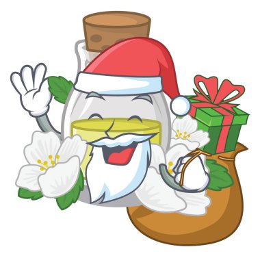 Karikatür izole hediye yasemin yağı ile Santa