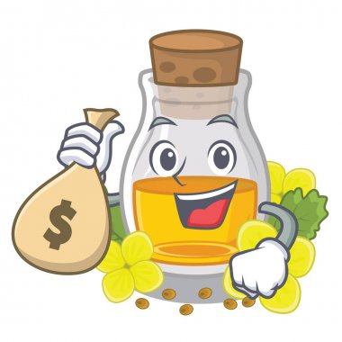 Karton şişede paketlenmiş para çantası hardal yağı ile