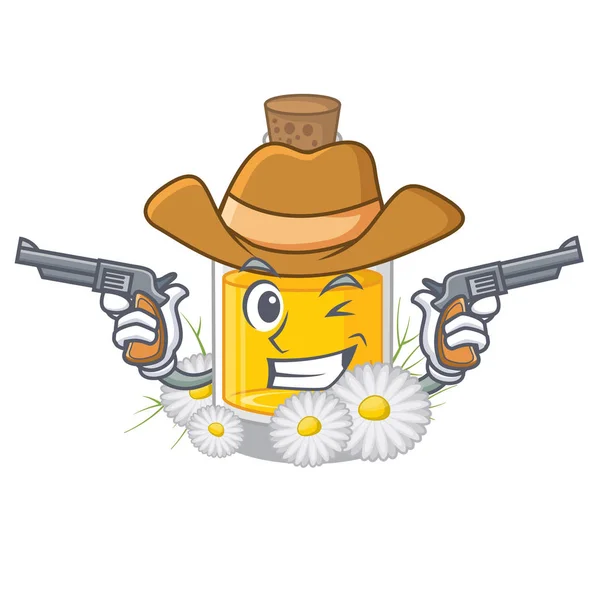 Cowboy kamille olie geïsoleerd met de mascotte — Stockvector