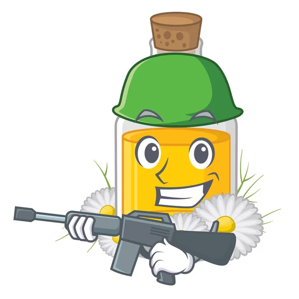 Aceite de manzanilla del Ejército aislado con la mascota — Vector de stock