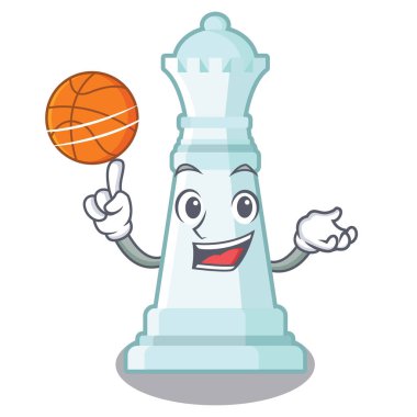 Basketbol satranç kraliçesi karakteri izole ile
