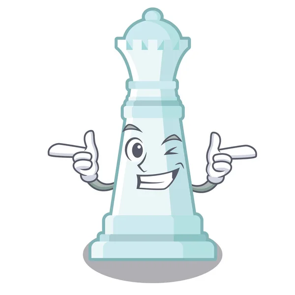 Wink Chess Queen op de mascotte schaakbord — Stockvector