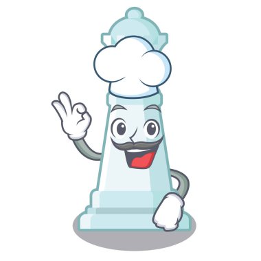 Maskot satranç tahtasında şef satranç kraliçesi