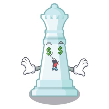 Bir karikatür sandalyede Para göz kraliçe satranç