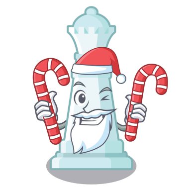 Bir karikatür sandalyede şeker kraliçe satranç ile Santa