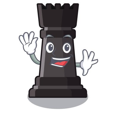 Maskot izole kale satranç sallayarak