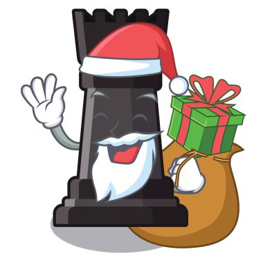 Bir karikatür sandalyede hediye kale satranç ile Santa