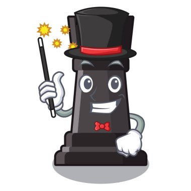 Bir karikatür sandalyede Sihirbaz kale satranç