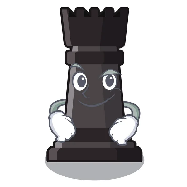 Sonriente torre de ajedrez aislado en la mascota — Vector de stock