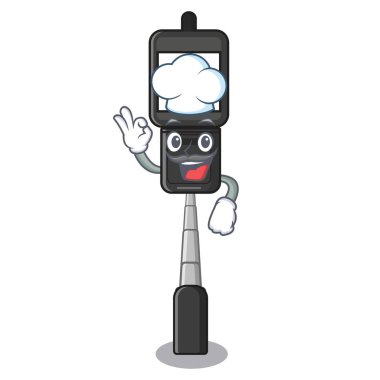 Şef cep telefonu tutucu maskot izole