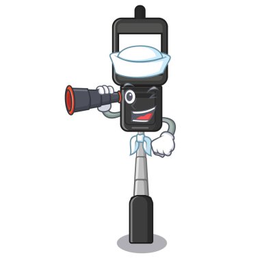 Bir karakter üzerinde dürbün hücreli telefon tutucu ile Denizci