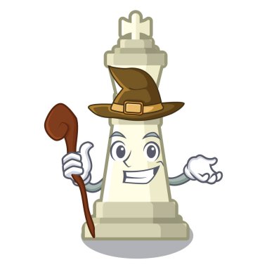 Ahşap karikatür masa üzerinde Cadı kral satranç